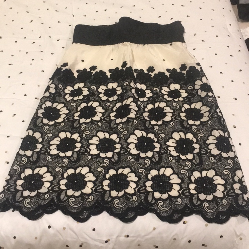 Tibi strapless silk floral embroidered dress